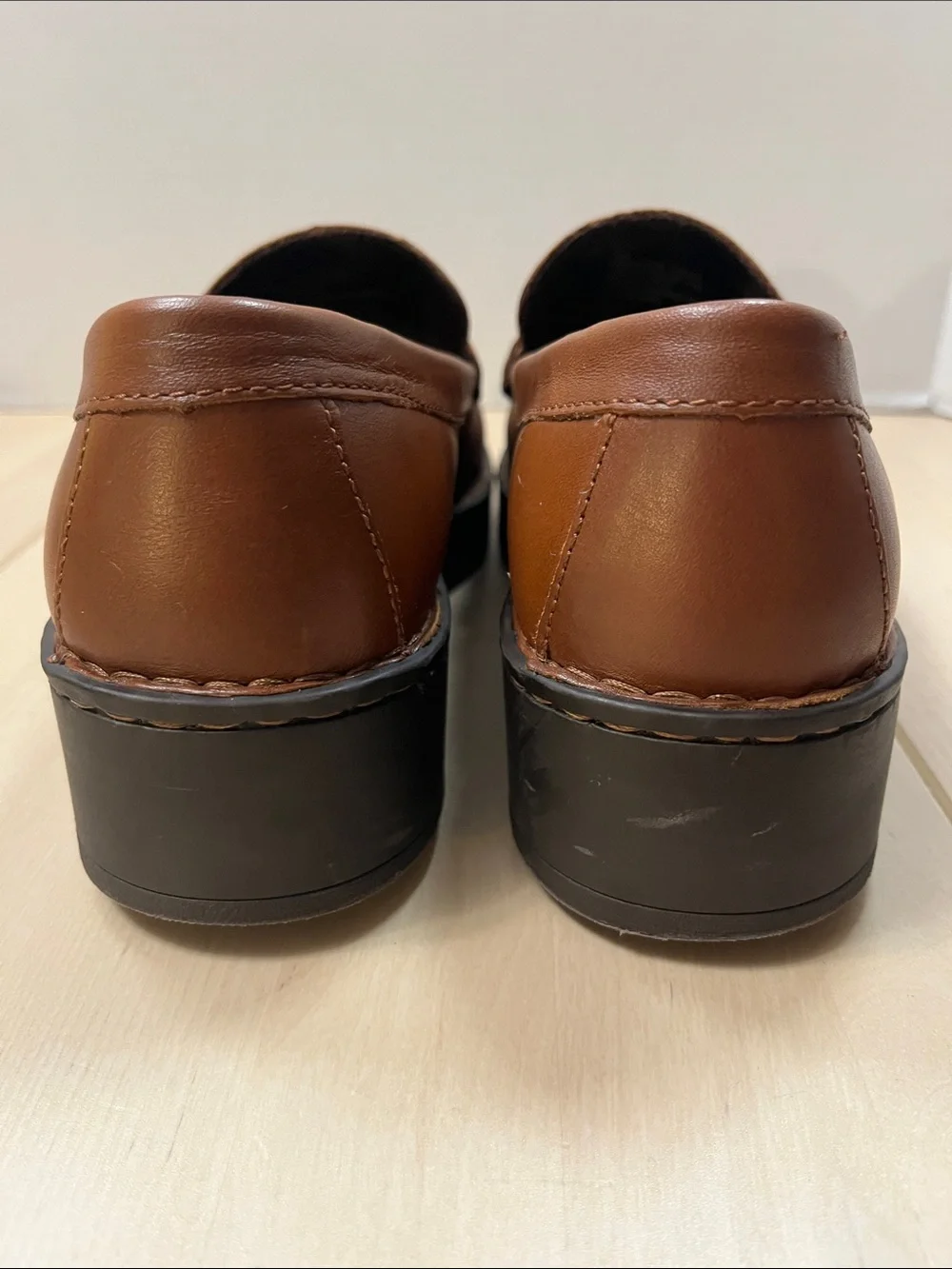 Born Brown Leather Carrera Loafers Chunky Heeled Slip On Shoes Women’s 10 M